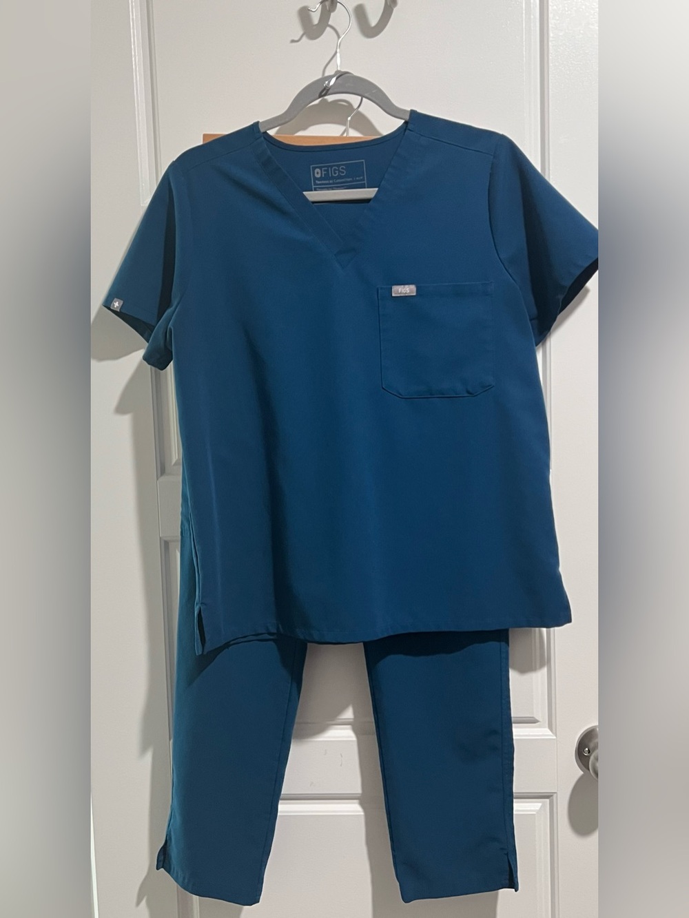Figs Deep Teal V-Neck Scrub Top